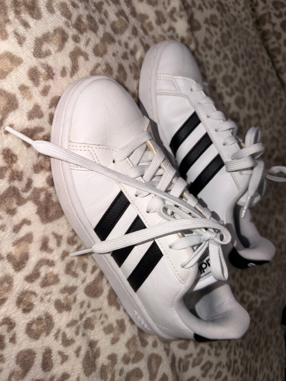 adidas White Sneakers with Black Stripes - Low Top Casual Shoes